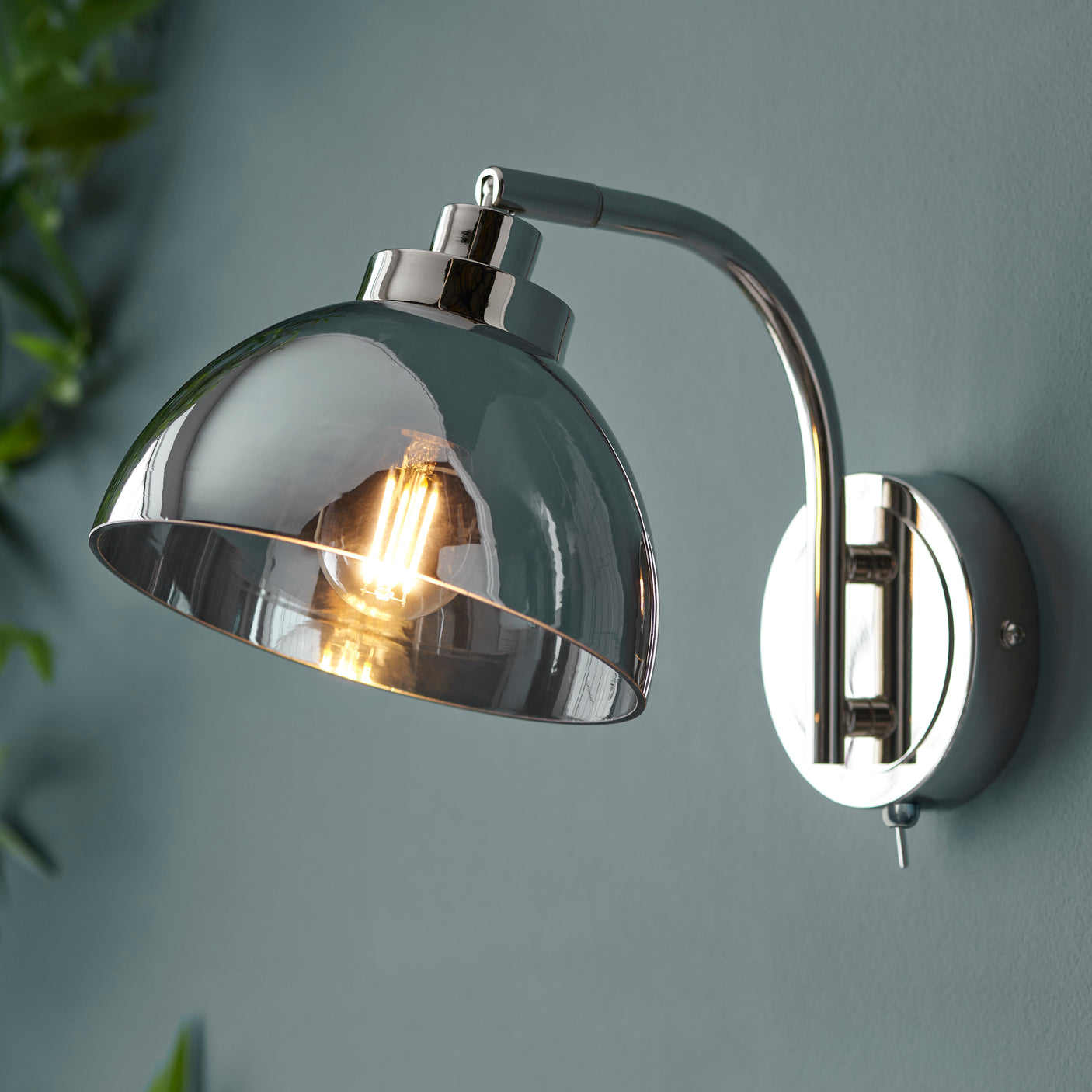 Lacona Caspian 1Lt Indoor Wall Light In Bright Nickel Plate & Mirrored Glass Finish - Lacona Home 