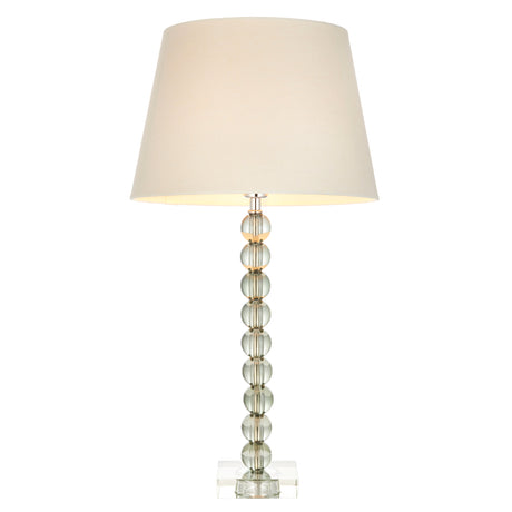 Lacona Antarctic Pixie 1Lt Indoor Table Lamp In Grey Green Tinted Crystal Glass & Ivory Fabric Finish - Lacona Home 