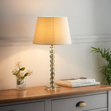 Lacona Antarctic Pixie 1Lt Indoor Table Lamp In Grey Green Tinted Crystal Glass & Ivory Fabric Finish - Lacona Home 