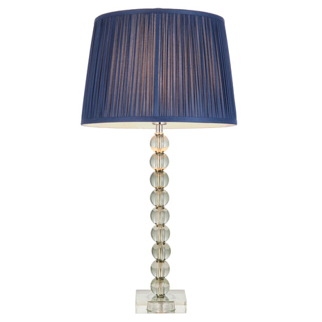 Lacona Antarctic Estate 1Lt Indoor Table Lamp In Grey Green Tinted Crystal Glass & Midnight Blue Silk Finish - Lacona Home 