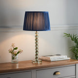 Lacona Antarctic Estate 1Lt Indoor Table Lamp In Grey Green Tinted Crystal Glass & Midnight Blue Silk Finish - Lacona Home 