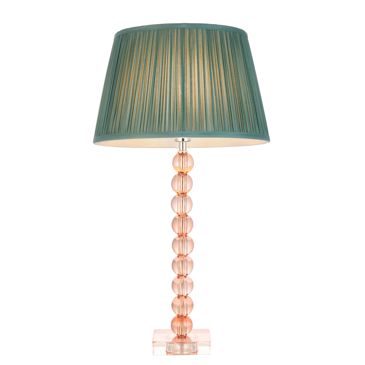 Lacona Antarctic Flora 1Lt Indoor Table Lamp In Blush Crystal Glass & Fir Silk Finish - Lacona Home 