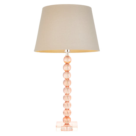 Lacona Antarctic Pixie 1Lt Indoor Table Lamp In Blush Crystal Glass & Grey Fabric Finish - Lacona Home 