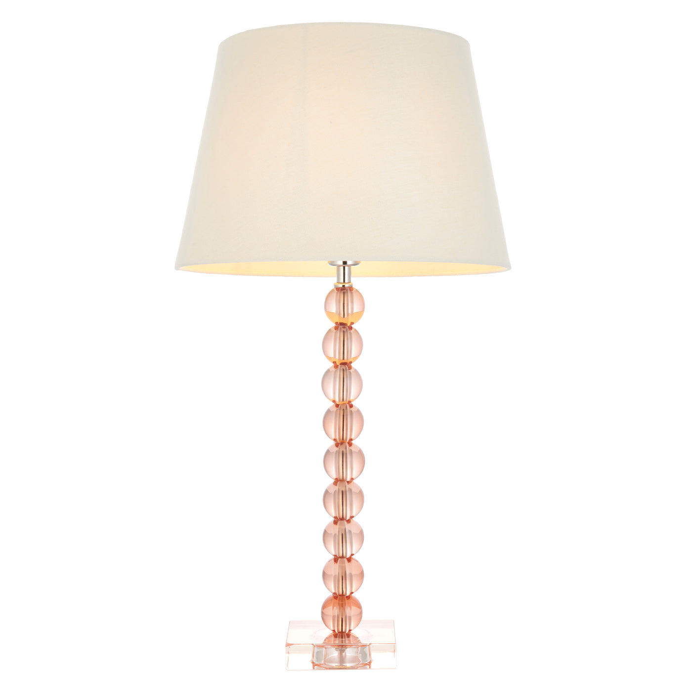 Lacona Antarctic Pixie 1Lt Indoor Table Lamp In Blush Crystal Glass & Ivory Fabric Finish - Lacona Home 