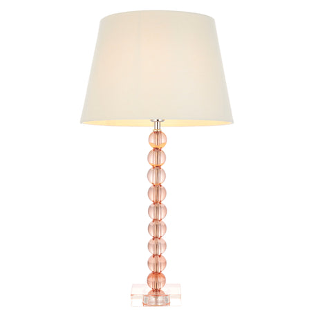 Lacona Antarctic Pixie 1Lt Indoor Table Lamp In Blush Crystal Glass & Ivory Fabric Finish - Lacona Home 