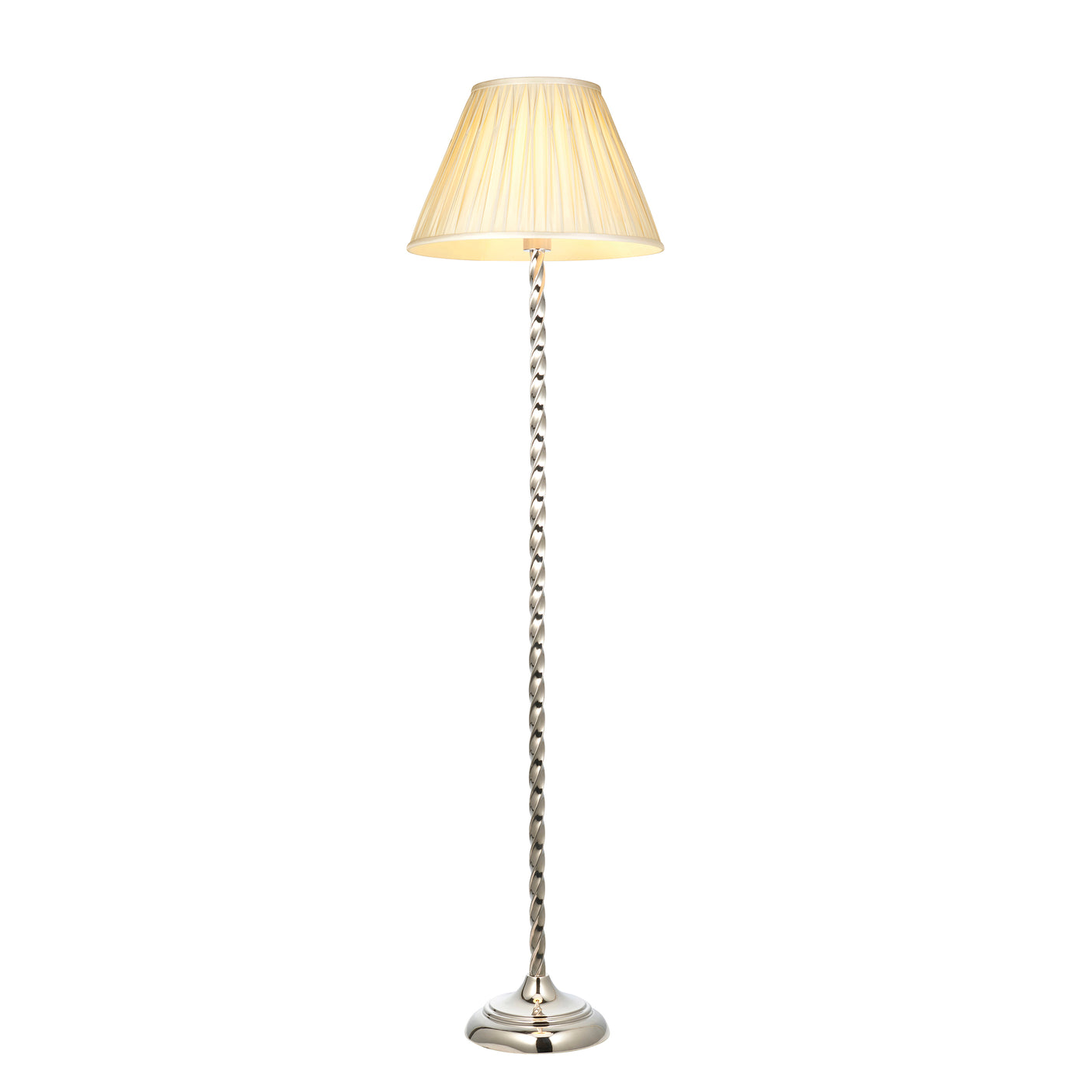 Lacona Sakura Manor 1Lt Indoor Floor Lamp In Bright Nickel Plate & Ivory Silk Finish - Lacona Home 