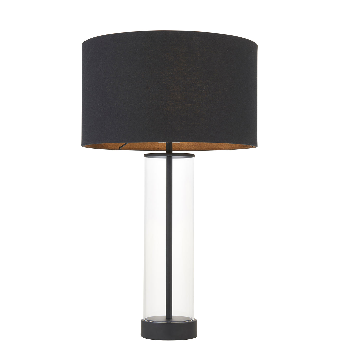 Lacona Serenity 1Lt Indoor Table Lamp In Matt Black, Clear Glass & Black Cotton Fabric Finish - Lacona Home 