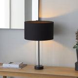 Lacona Serenity 1Lt Indoor Table Lamp In Matt Black, Clear Glass & Black Cotton Fabric Finish - Lacona Home 