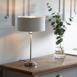 Lacona Highgate 1Lt Indoor Table Lamp In Brushed Chrome Plate & Natural Linen Finish - Lacona Home 