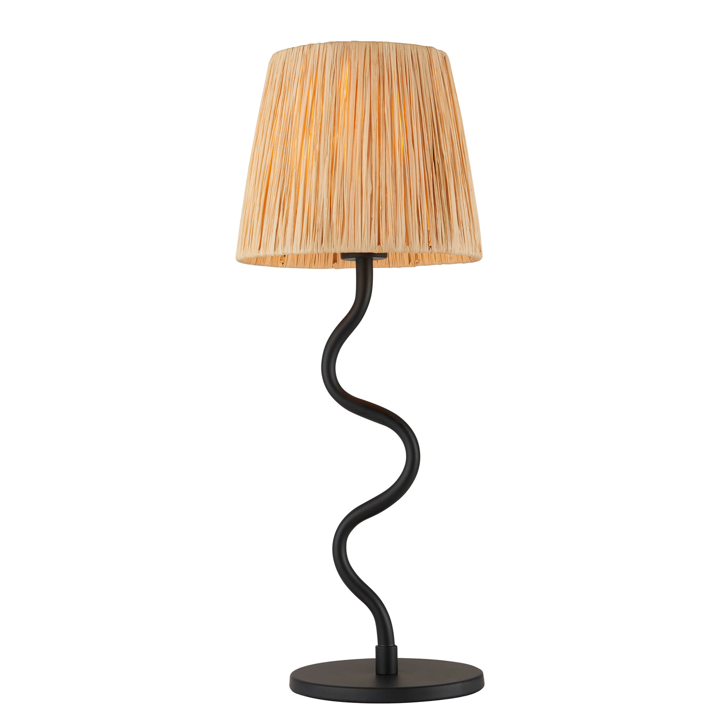 Lacona Serpentine 1Lt Indoor Table Lamp In Matt Black & Natural Raffia Finish - Lacona Home 