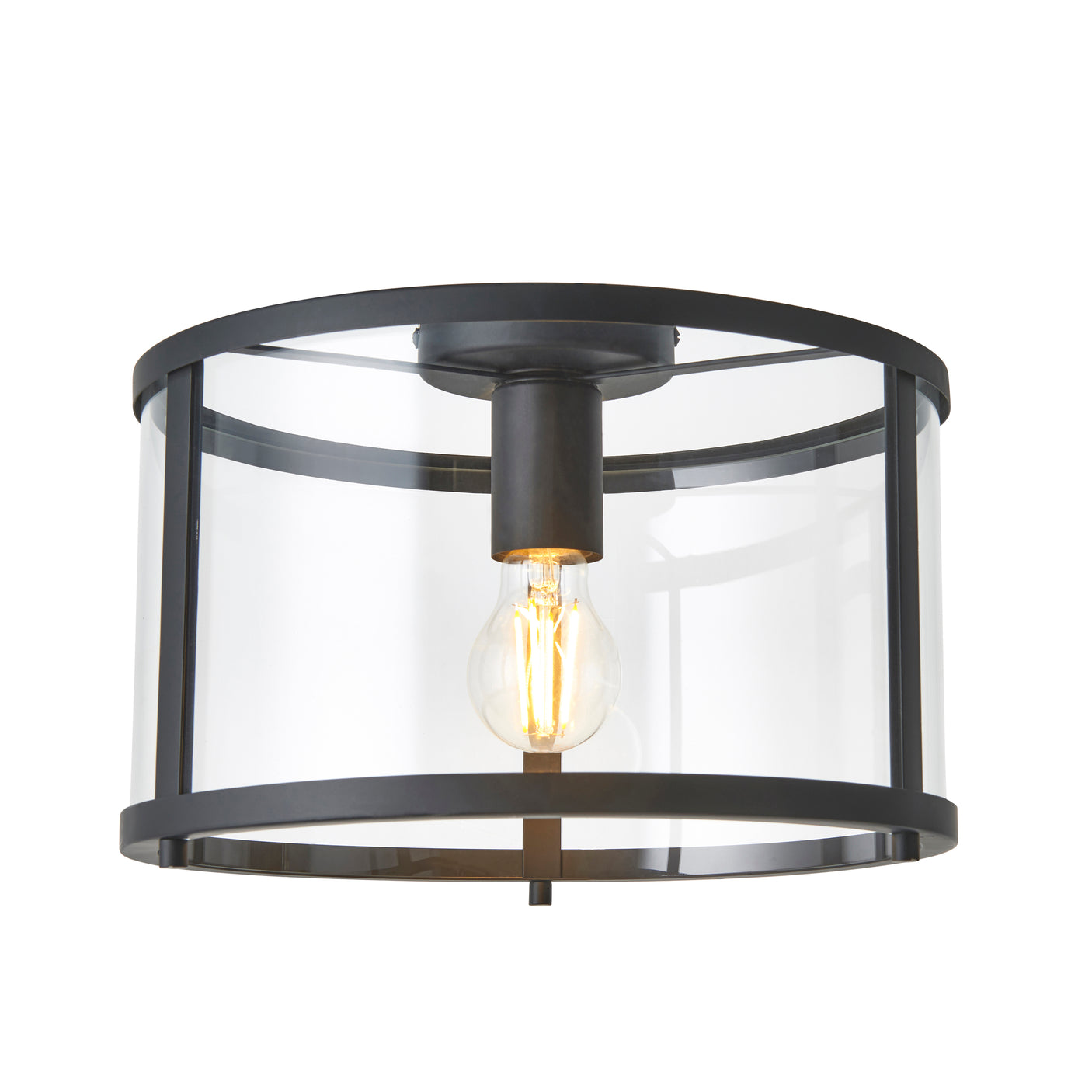 Lacona Hilltop 1Lt Indoor Flush Light In Matt Black & Clear Glass Finish - Lacona Home 