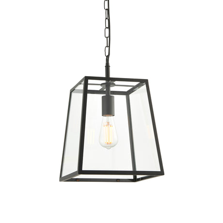 Lacona Haven 1Lt Indoor Pendant Light In Matt Black & Clear Glass Finish - Lacona Home 