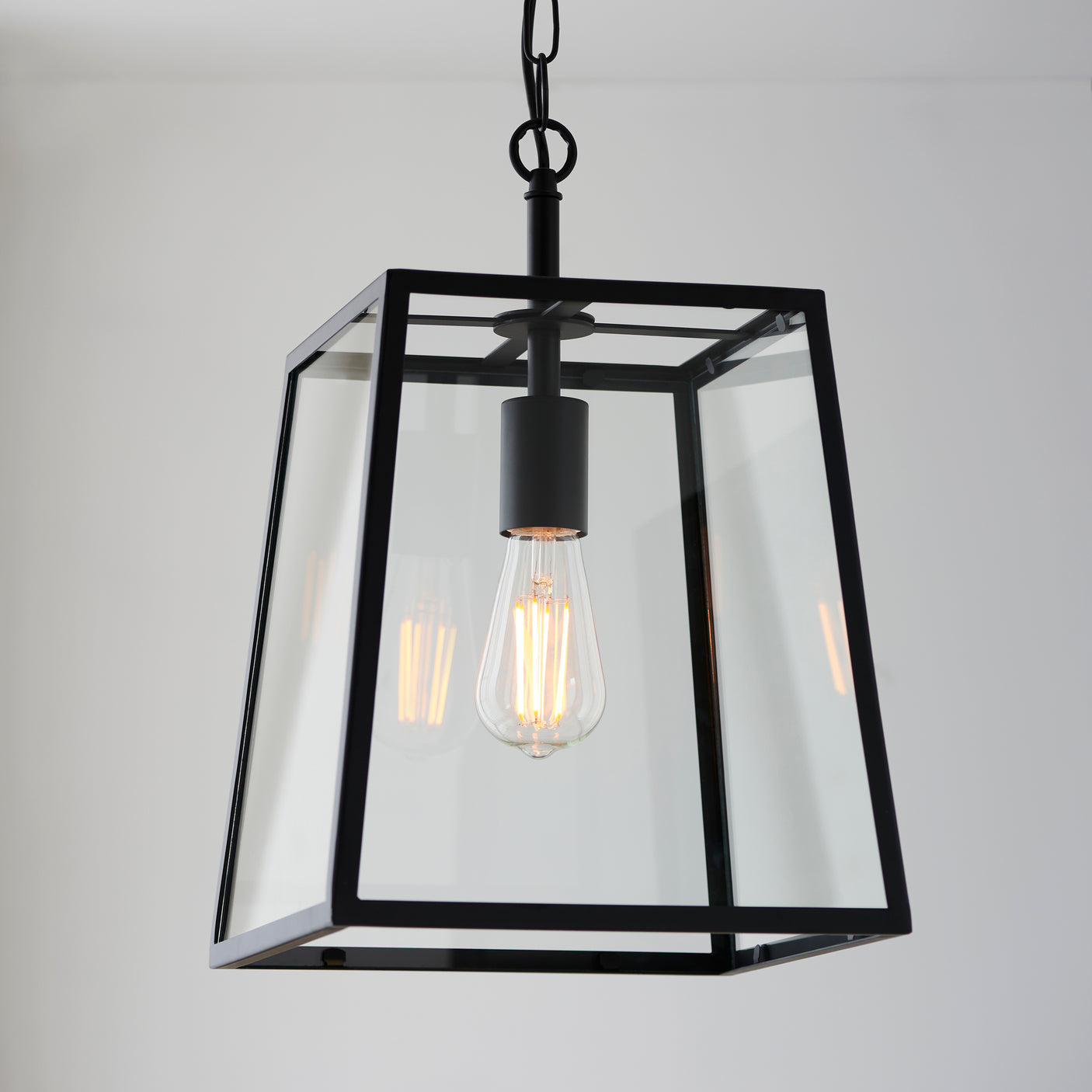 Lacona Haven 1Lt Indoor Pendant Light In Matt Black & Clear Glass Finish - Lacona Home 