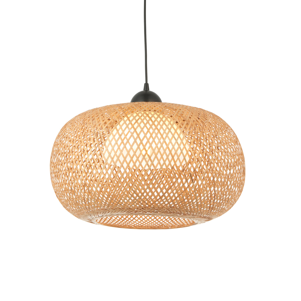 Lacona Balinese 1Lt Indoor Pendant Light In Natural Bamboo, White Pc & Matt Black Finish - Lacona Home 