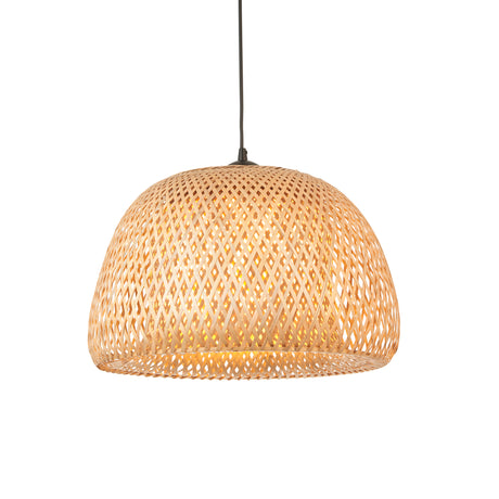 Lacona Balinese 1Lt Indoor Pendant Light In Natural Bamboo, White Pc & Matt Black Finish - Lacona Home 