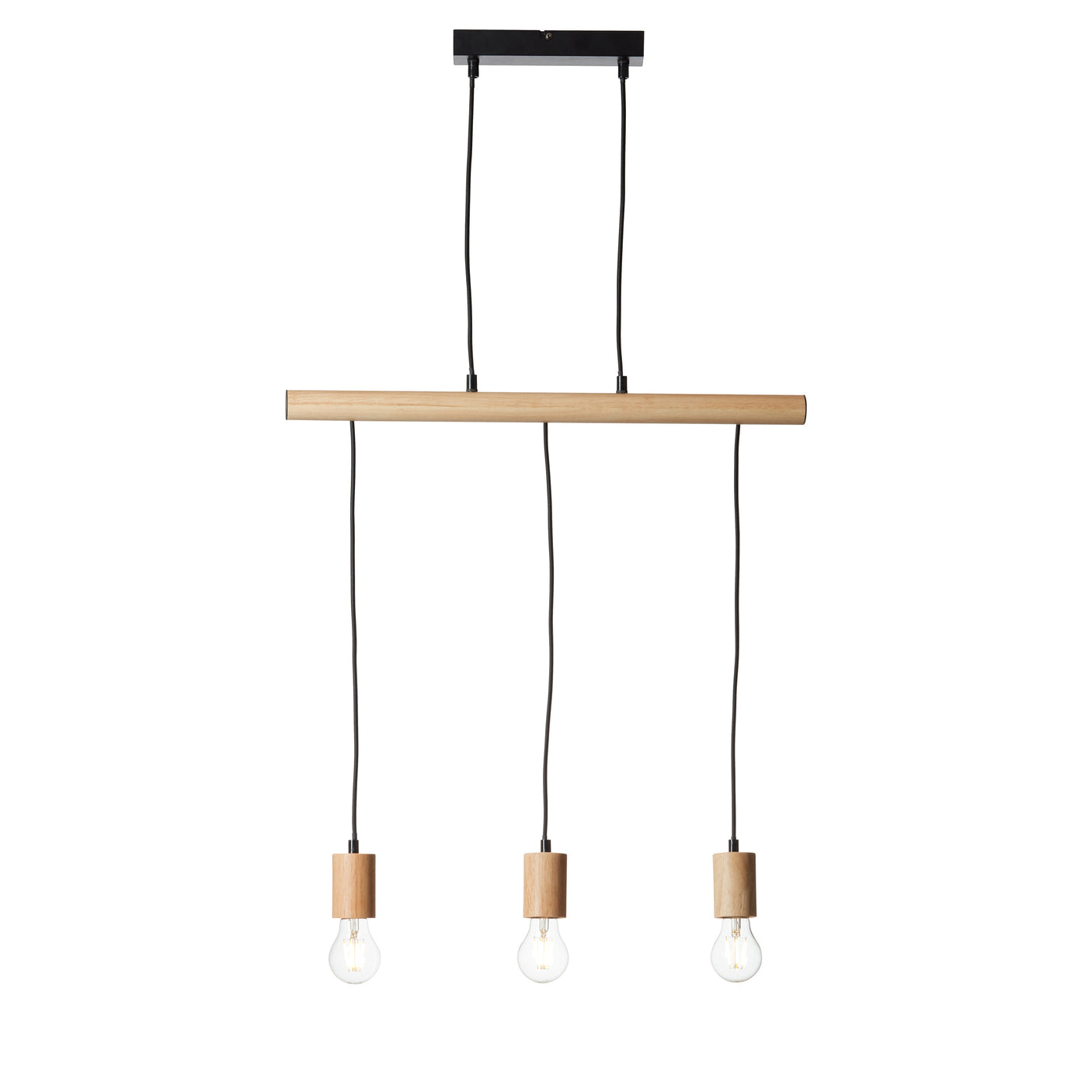 Lacona Norseman 3Lt Indoor Pendant Light In Matt Black & Natural Wood Finish - Lacona Home 