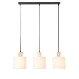 Lacona Durbanville 3Lt Indoor Pendant Light In Natural Eucalyptus Wood, Natural Linen & Matt Black Finish - Lacona Home 