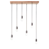 Lacona Stellaris 6Lt Indoor Pendant Light In Oak Stained Plywood & Anthracite Finish Finish - Lacona Home 