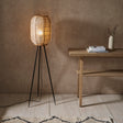 Lacona Zairian 1Lt Indoor Floor Lamp In Natural Linen, Natural Bamboo & Matt Black Finish - Lacona Home 