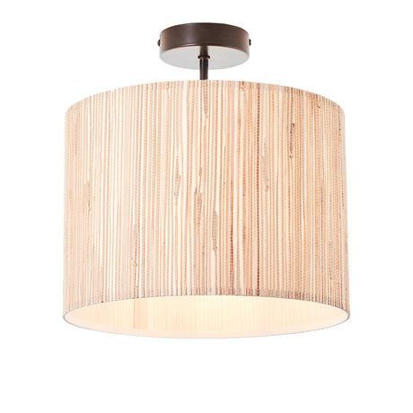 Lacona Littoral 1Lt Indoor Semi Flush Light In Natural Seagrass & Matt Black Finish - Lacona Home 