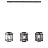 Lacona Magnus 3Lt Indoor Pendant Light In Dark Bamboo & Plywood With Matt Black Paint Finish - Lacona Home 