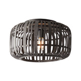 Lacona Magnus 1Lt Indoor Flush Light In Dark Bamboo & Plywood With Matt Black Paint Finish - Lacona Home 