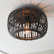 Lacona Magnus 1Lt Indoor Flush Light In Dark Bamboo & Plywood With Matt Black Paint Finish - Lacona Home 