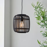 Lacona Magnus 1Lt Indoor Pendant Light In Dark Bamboo & Plywood With Matt Black Paint Finish - Lacona Home 