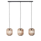 Lacona Magnus 3Lt Indoor Pendant Light In Natural Bamboo, Plywood & Matt Black Paint Finish - Lacona Home 