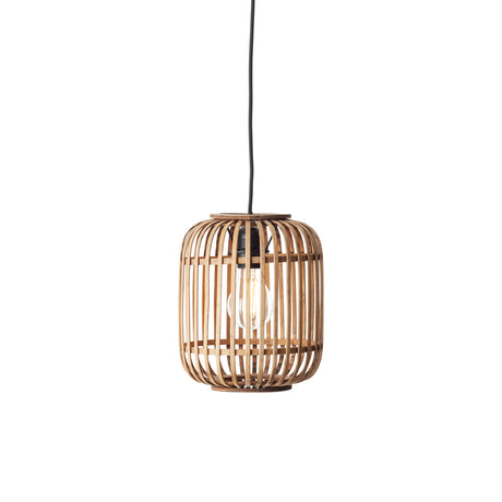 Lacona Magnus 1Lt Indoor Pendant Light In Natural Bamboo, Plywood & Matt Black Paint Finish - Lacona Home 