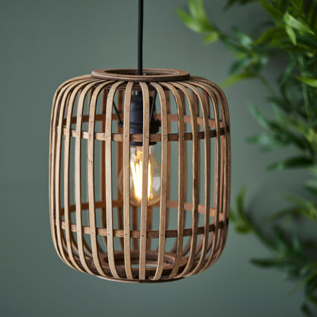 Lacona Magnus 1Lt Indoor Pendant Light In Natural Bamboo, Plywood & Matt Black Paint Finish - Lacona Home 