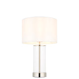 Lacona Serenity 1Lt Indoor Table Lamp In Bright Nickel Plate, Clear Glass & Vintage White Fabric Finish - Lacona Home 