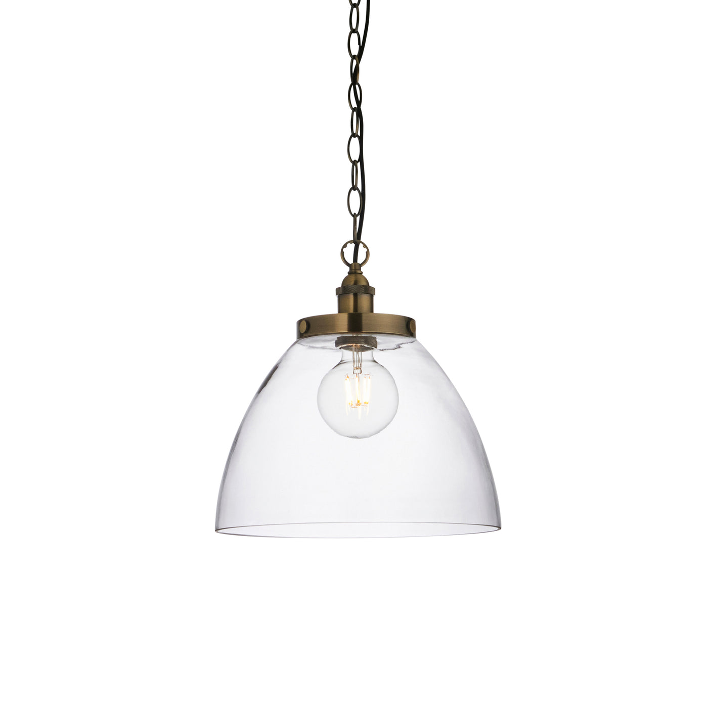 Lacona Hanley Majestic 1Lt Indoor Pendant Light In Antique Brass Plate & Clear Glass Finish - Lacona Home 