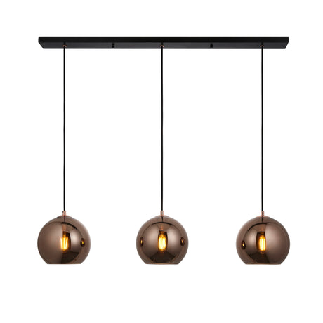 Lacona Borealis 3Lt Indoor Pendant Light In Copper Mirrored Glass & Matt Black Paint Finish - Lacona Home 