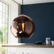 Lacona Borealis 1Lt Indoor Pendant Light In Copper Mirrored Glass & Matt Black Paint Finish - Lacona Home 