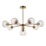 Lacona Allegretto 8Lt Indoor Pendant Light In Antique Brass Plate & Clear Spiral Glass Finish - Lacona Home 