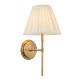 Lacona Brittany Bianca 1Lt Indoor Wall Light In Antique Brass Plate & Cream Fabric Finish - Lacona Home 