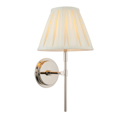 Lacona Brittany Bianca 1Lt Indoor Wall Light In Bright Nickel Plate & Cream Fabric Finish - Lacona Home 