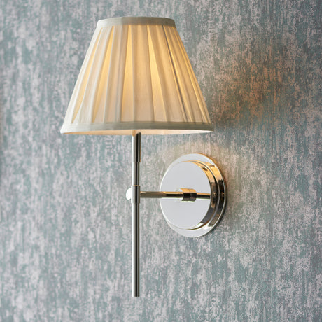 Lacona Brittany Bianca 1Lt Indoor Wall Light In Bright Nickel Plate & Cream Fabric Finish - Lacona Home 