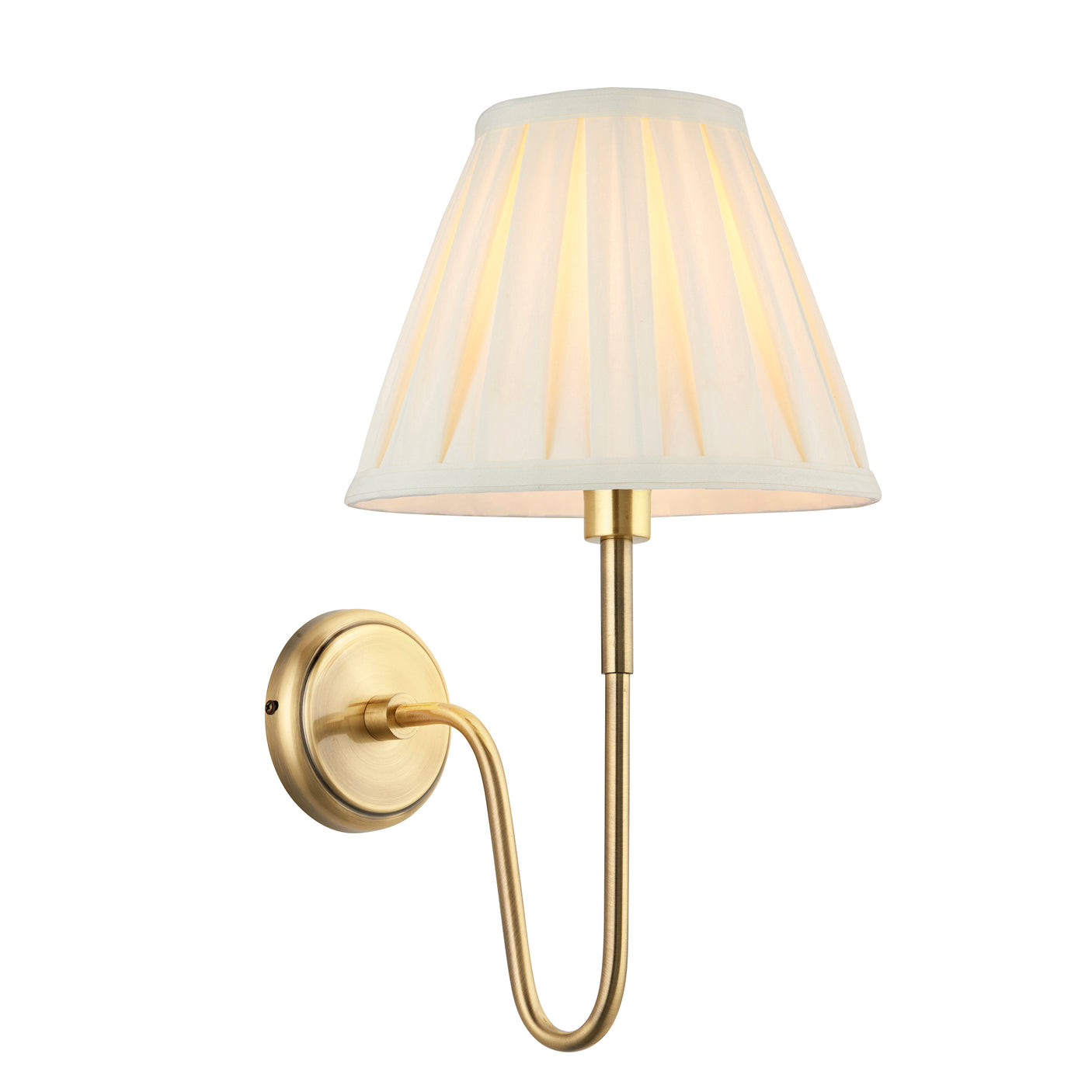 Lacona Normandy Bianca 1Lt Indoor Wall Light In Antique Brass Plate & Cream Fabric Finish - Lacona Home 