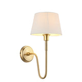 Lacona Normandy Pixie 1Lt Indoor Wall Light In Antique Brass Plate & Ivory Linen Mix Fabric Finish - Lacona Home 