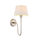 Lacona Normandy Pixie 1Lt Indoor Wall Light In Bright Nickel Plate & Ivory Linen Mix Fabric Finish - Lacona Home 