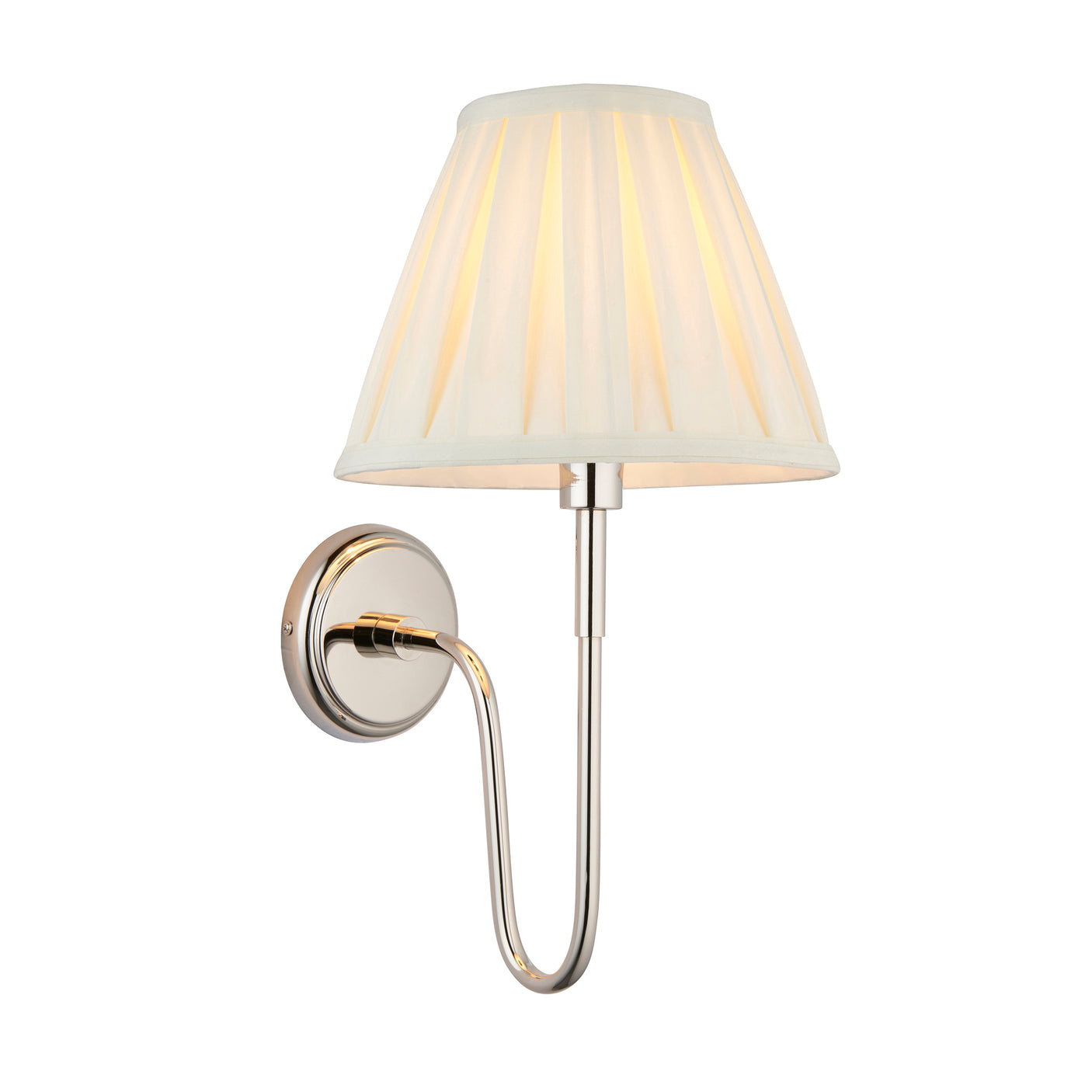 Lacona Normandy Bianca 1Lt Indoor Wall Light In Bright Nickel Plate & Cream Fabric Finish - Lacona Home 