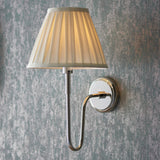 Lacona Normandy Bianca 1Lt Indoor Wall Light In Bright Nickel Plate & Cream Fabric Finish - Lacona Home 