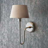 Lacona Normandy Pixie 1Lt Indoor Wall Light In Bright Nickel Plate & Grey Linen Mix Fabric Finish - Lacona Home 