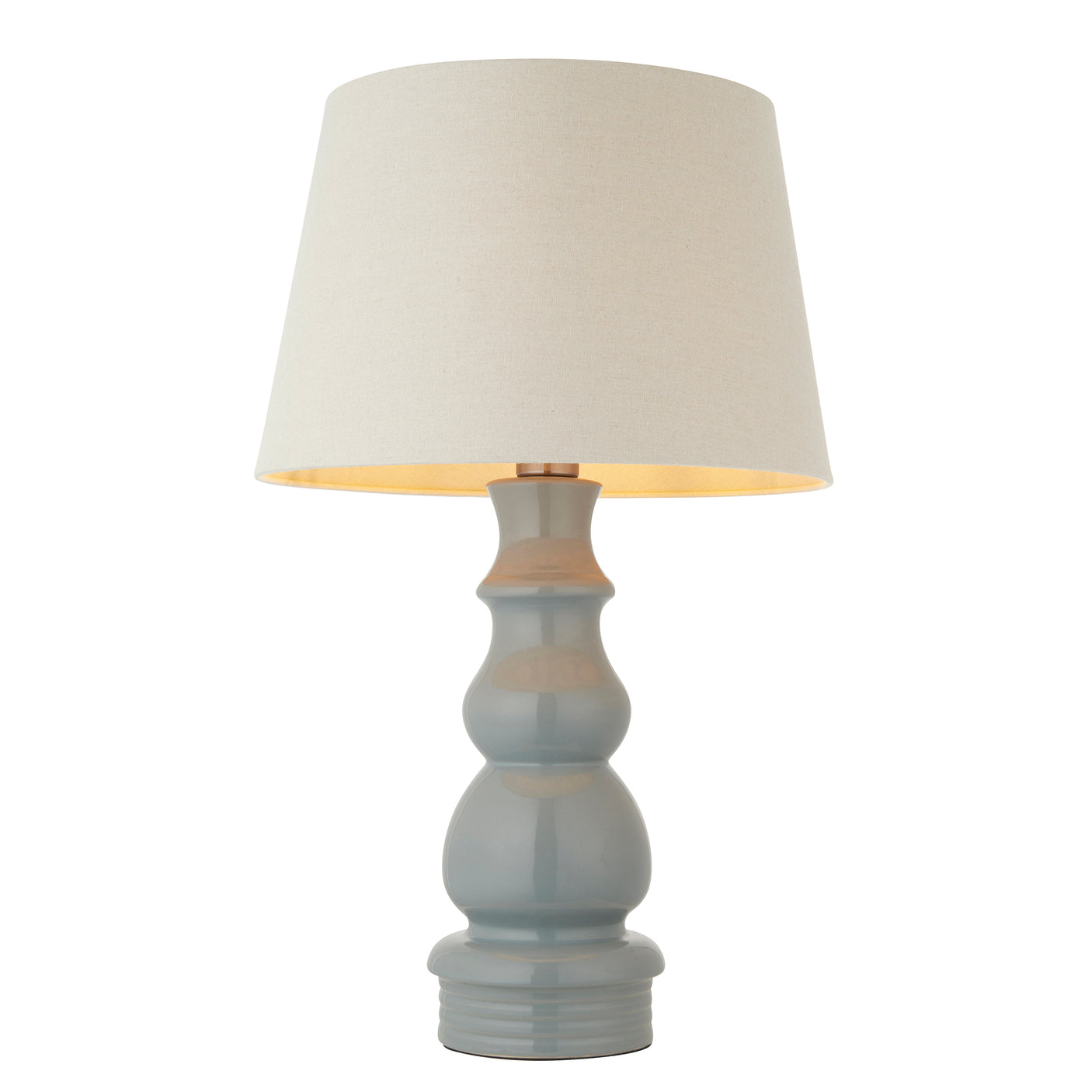 Lacona Lavender Pixie 1Lt Indoor Table Lamp In Blue Grey Glaze, Satin Nickel Plate & Ivory Linen Fabric Finish - Lacona Home 