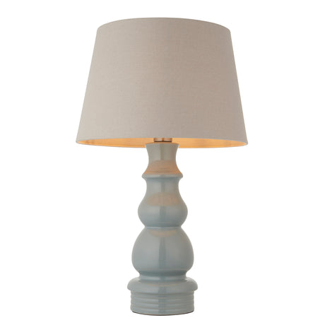 Lacona Lavender Pixie 1Lt Indoor Table Lamp In Blue Grey Glaze, Satin Nickel Plate & Grey Linen Fabric Finish - Lacona Home 