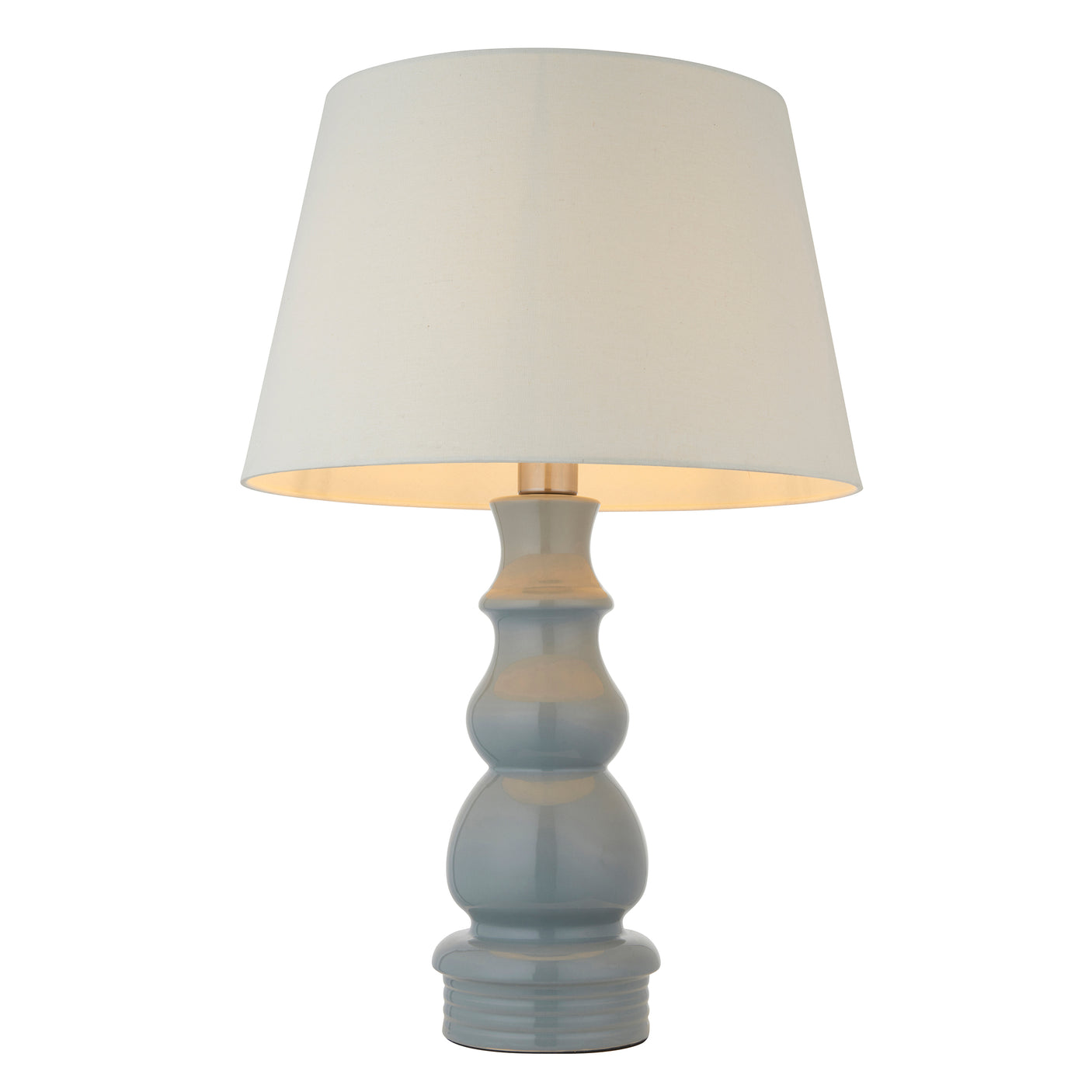 Lacona Lavender Pixie 1Lt Indoor Table Lamp In Blue Grey Glaze, Satin Nickel Plate & Ivory Linen Fabric Finish - Lacona Home 