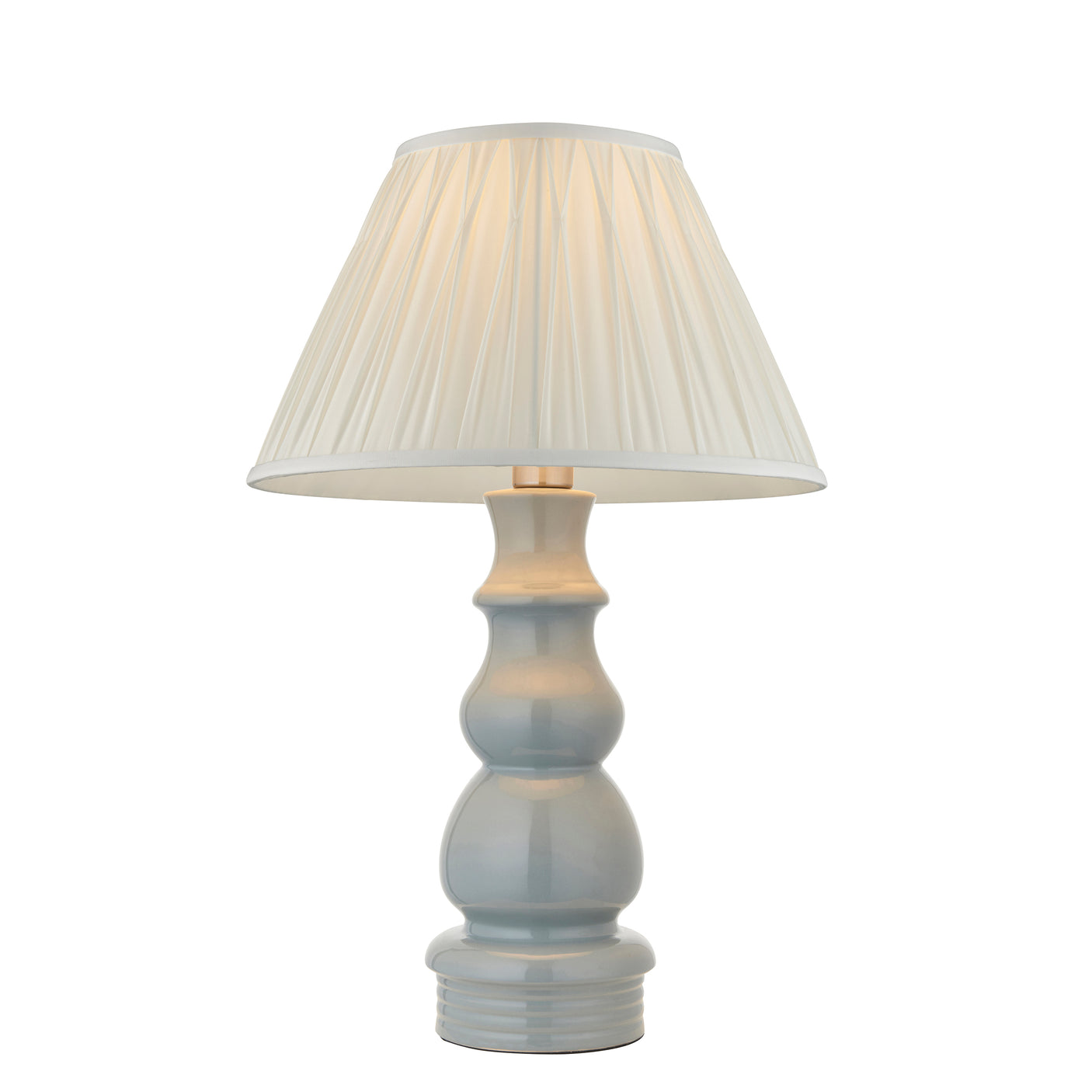 Lacona Lavender Manor 1Lt Indoor Table Lamp In Blue Grey Glaze, Satin Nickel Plate & Ivory Silk Fabric Finish - Lacona Home 