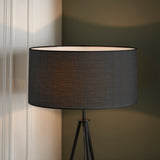 Triad Column 1Lt Indoor Floor Lamp In Matt Black & Black Fabric Finish